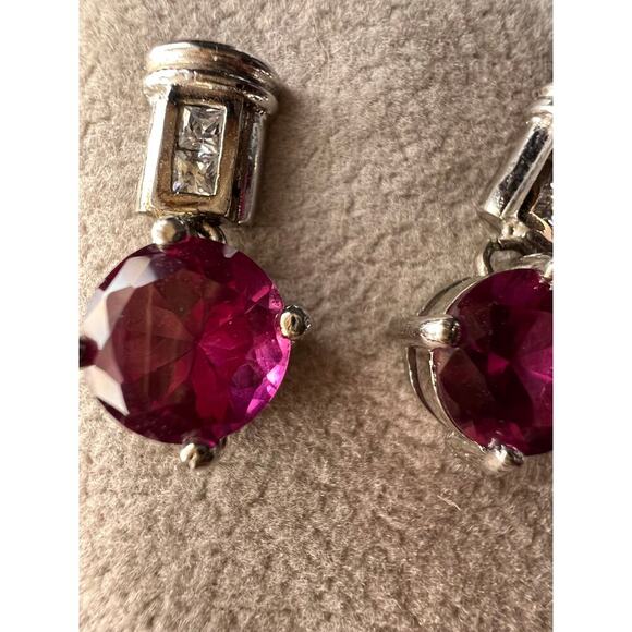 Lab purple sapphire and topaz sterling silver earrings - Picture 15 of 16